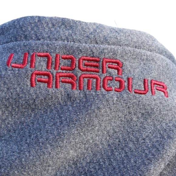 UNDER ARMOUR Hoodie Mens Sz M Grey Burgundy Red - Picture 3 of 12